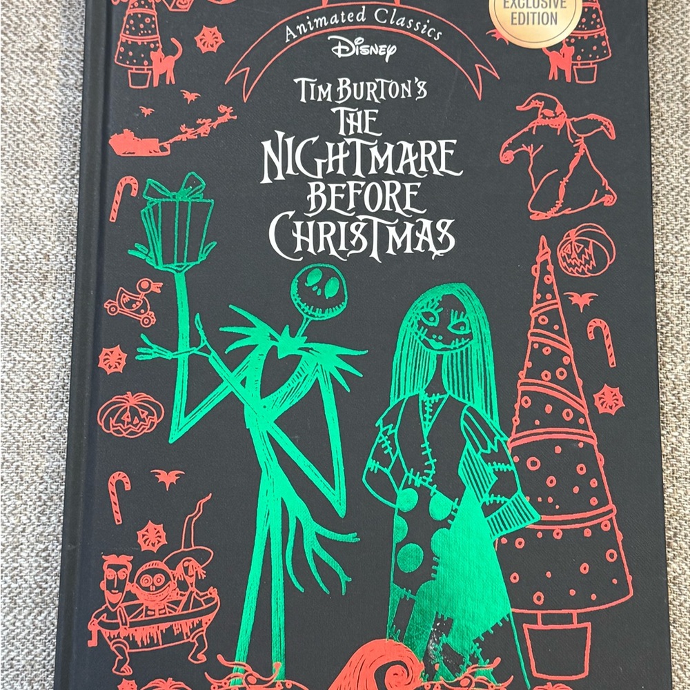 Disney Black and Red The Nightmare Before Christmas Hardcover Book 8.5” x 12”